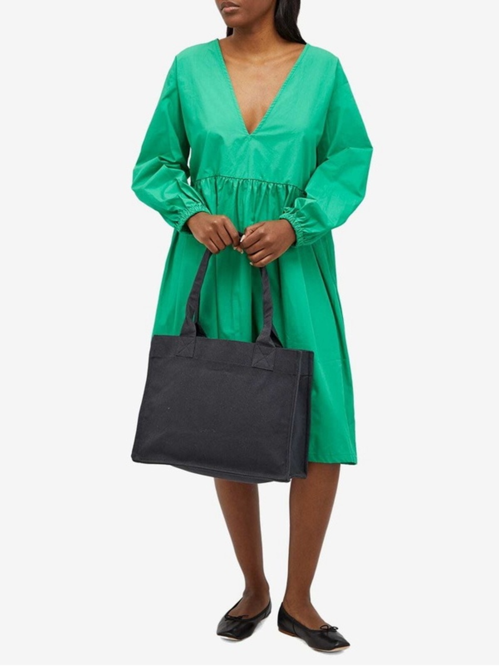 L.F. Markey Green V-Neck Smock Dress